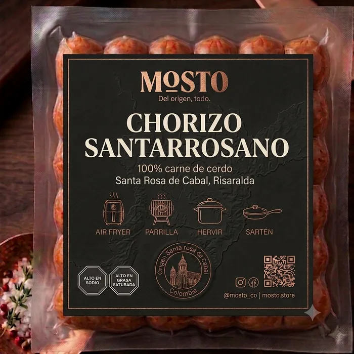 Chorizo Santarrosano MOSTO, empaque al vacío