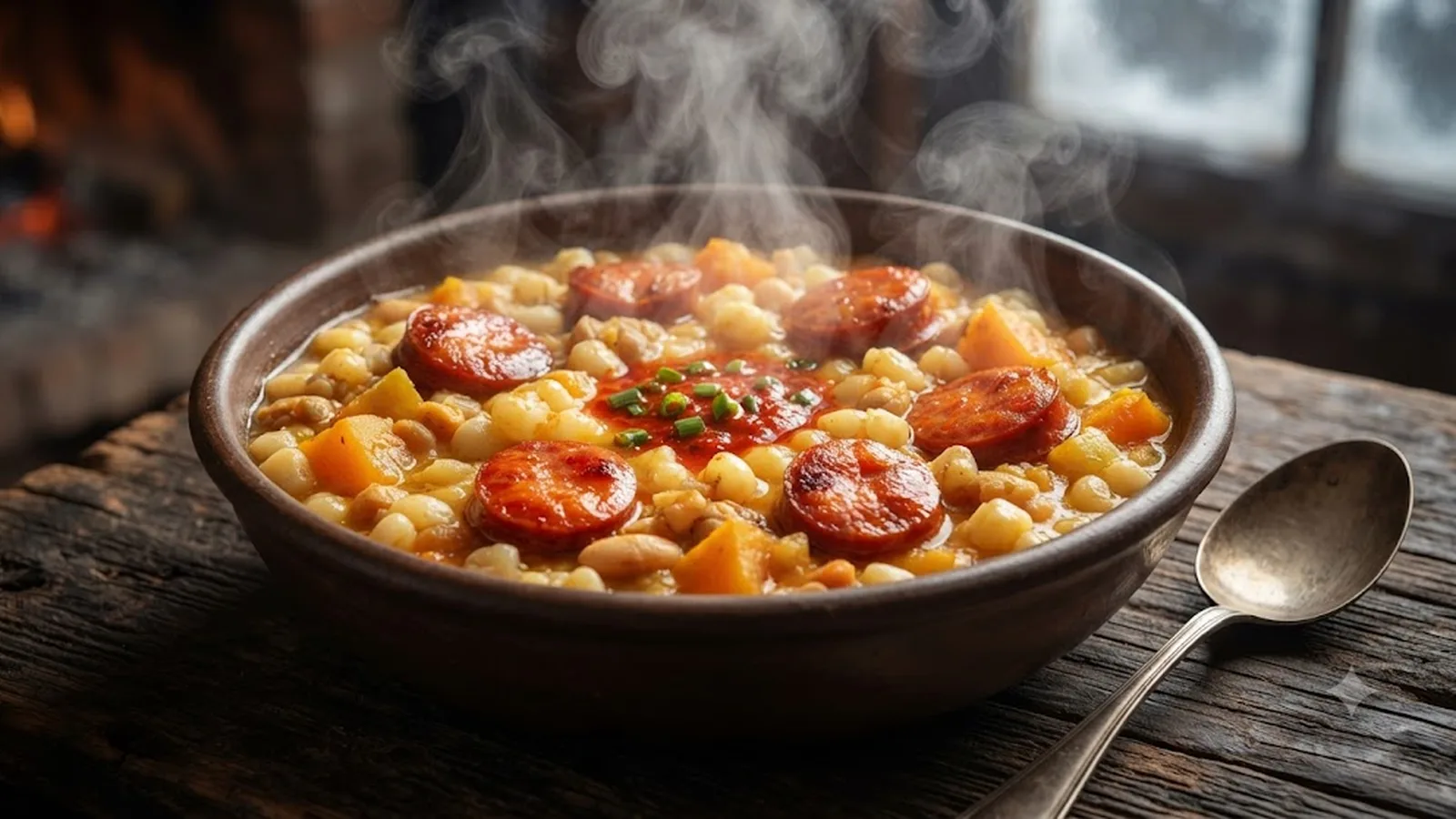 Locro con chorizo